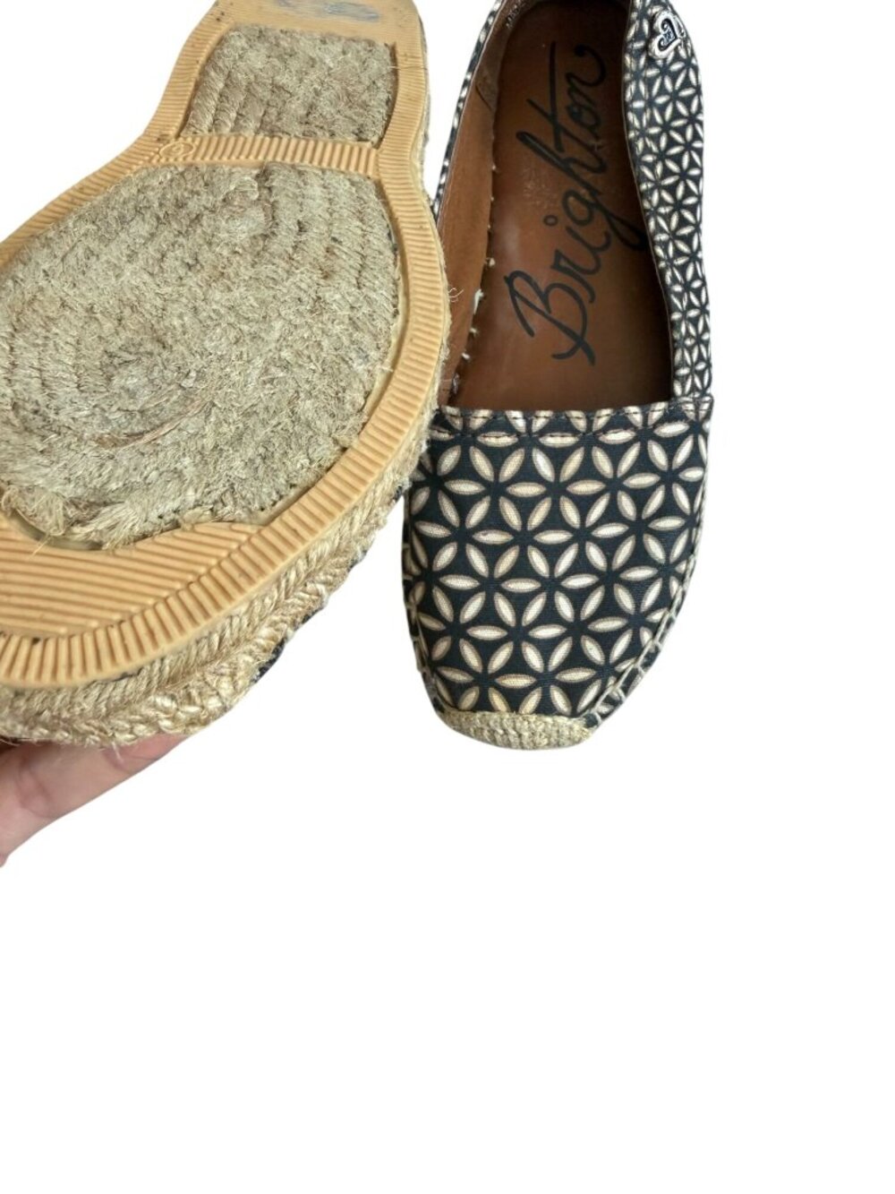 BRIGHTON Brown Patterned Espadrilles Flats Size 6 - Picture 4 of 6